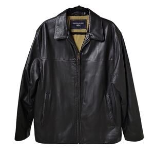 Dockers Brown Full Zip Leather Jacket Mens Size Large